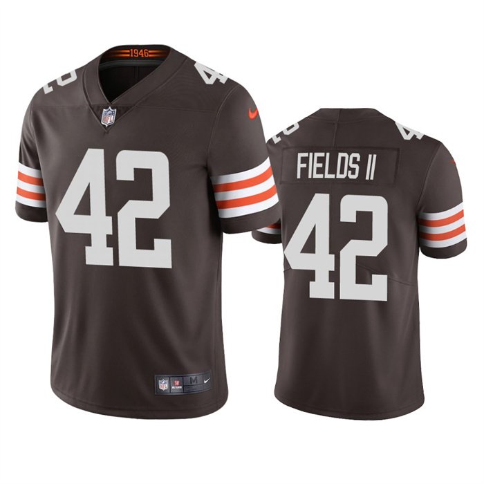 Brown Cleveland Browns #42 Tony Fields II Tan Vapor Untouchable Limited Stitched Jersey - CLB198