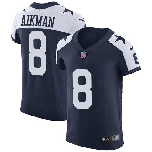 Nike Cowboys #8 Troy Aikman Navy Blue Thanksgiving Stitched NFL Vapor Untouchable Throwback Elite Jersey - DLC139