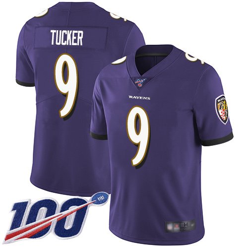 Nike Ravens #9 Justin Tucker Purple Team Color Stitched NFL 100th Season Vapor Limited Jersey - BRJ352