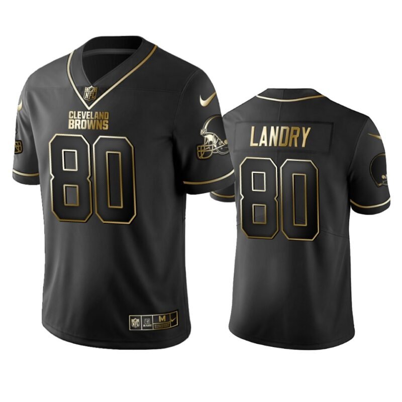 Browns #80 Jarvis Landry Stitched NFL Vapor Untouchable Limited Black Golden Jersey - CLB260