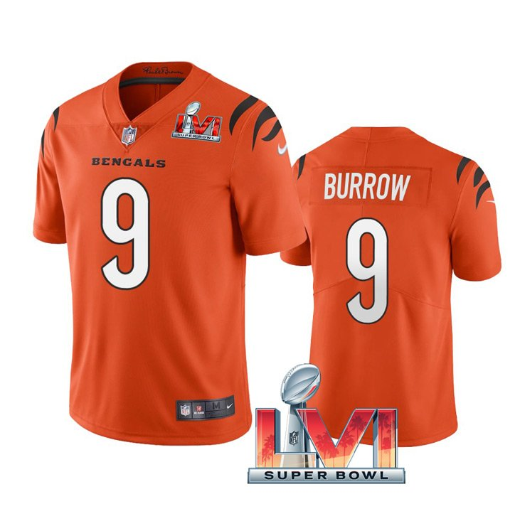 Orange Cincinnati Bengals #9 Joe Burrow 2022 Super Bowl LVI Vapor Limited Stitched Jersey - CCB255