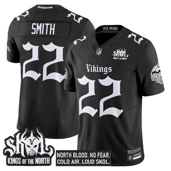 Black Minnesota Vikings #22 Harrison Smith 2025 F.U.S.E. Kings of the North Patch 'Gothic Norseblood Edition' Vapor Untouchable Limited Stitched Football Jersey - MVJ105