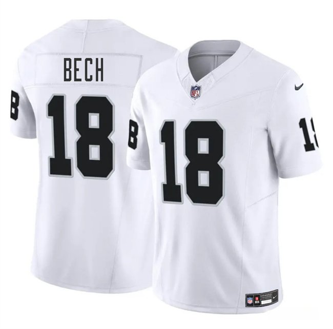 White Las Vegas Raiders #18 Jack Bech 2025 Draft F.U.S.E. Vapor Untouchable Limited Stitched Football Jersey - LVR30