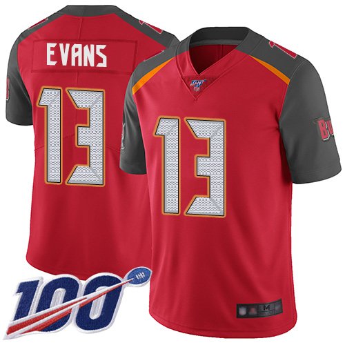 Nike Buccaneers #13 Mike Evans Red Team Color Stitched NFL 100th Season Vapor Limited Jersey - TBB163