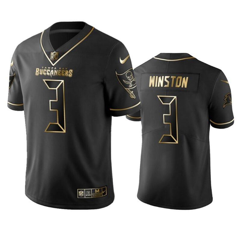 Buccaneers #3 Jameis Winston Stitched NFL Vapor Untouchable Limited Black Golden Jersey - TBB146
