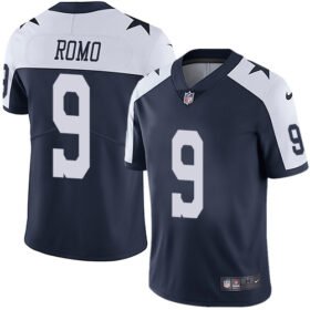 Nike Cowboys #9 Tony Romo Navy Blue Thanksgiving Stitched NFL Vapor Untouchable Limited Throwback Jersey - DLC263