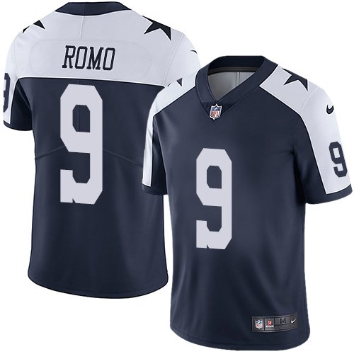 Nike Cowboys #9 Tony Romo Navy Blue Thanksgiving Stitched NFL Vapor Untouchable Limited Throwback Jersey - DLC263