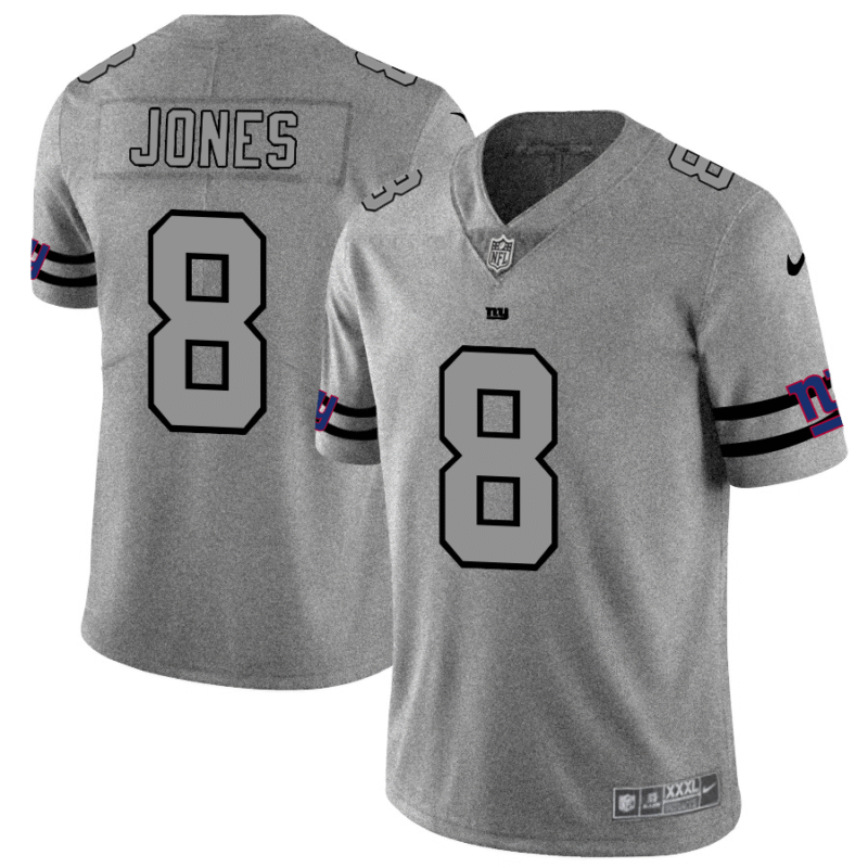 New York Giants #8 Daniel Jones Nike Gray Gridiron II Vapor Untouchable Limited NFL Jersey - NYG97