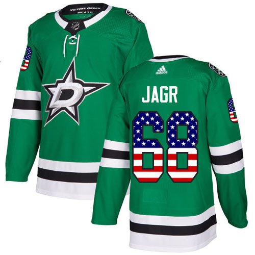 Adidas Stars #68 Jaromir Jagr Green Home Authentic USA Flag Stitched NHL Jersey - DLS185
