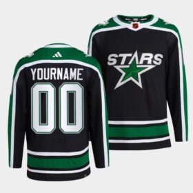 Black Dallas Stars Custom 2022-23 Reverse Retro Stitched Jersey - DLS132
