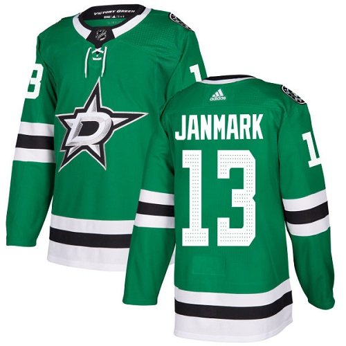 Adidas Stars #13 Mattias Janmark Green Home Authentic Stitched NHL Jersey - DLS31