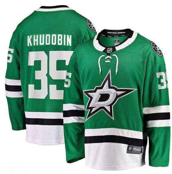 Green Dallas Stars #35 Anton Khudobin Stitched Jersey - DLS129