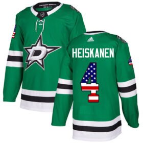 Adidas Stars #4 Miro Heiskanen Green Home Authentic USA Flag Stitched NHL Jersey - DLS84