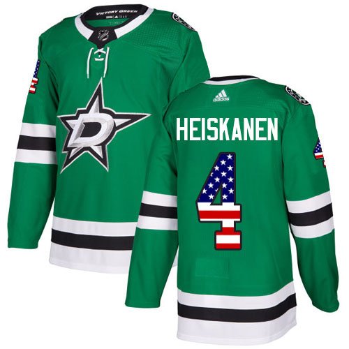 Adidas Stars #4 Miro Heiskanen Green Home Authentic USA Flag Stitched NHL Jersey - DLS84