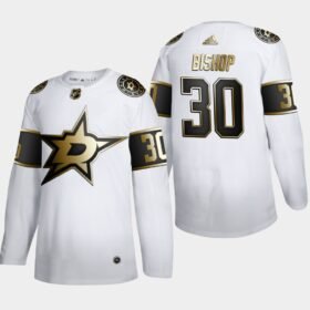 Dallas Stars #30 Ben Bishop Adidas White Golden Edition Limited Stitched NHL Jersey - DLS191
