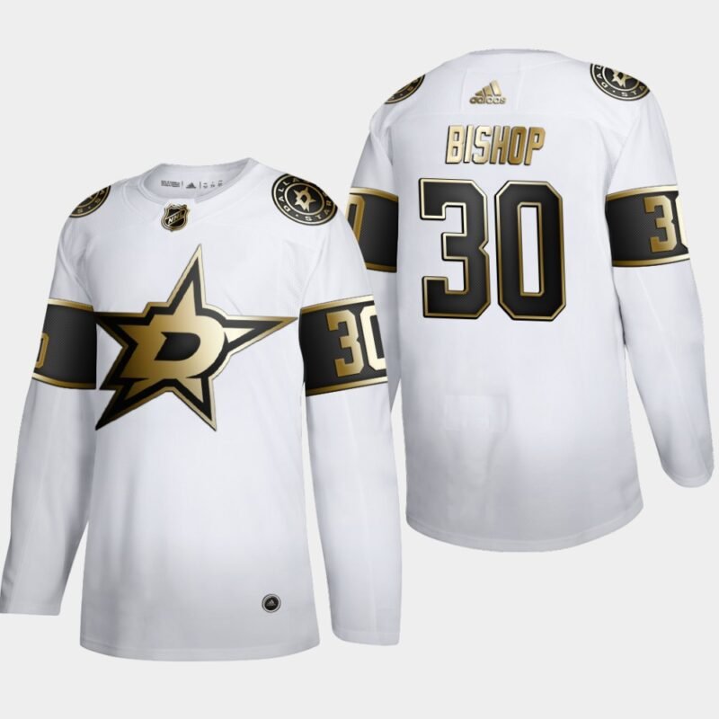 Dallas Stars #30 Ben Bishop Adidas White Golden Edition Limited Stitched NHL Jersey - DLS191
