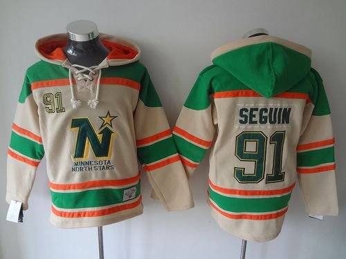 Stars #91 Tyler Seguin Cream Sawyer Hooded Sweatshirt Stitched NHL Jersey - DLS42