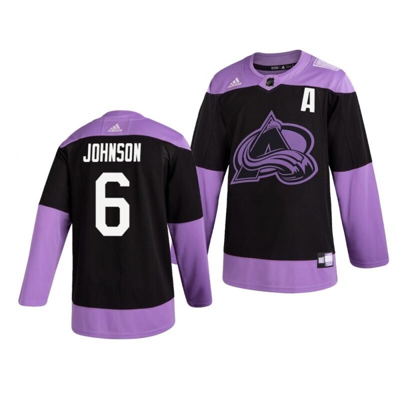 Colorado Avalanche #6 Erik Johnson Adidas Hockey Fights Cancer Practice NHL Jersey Black - AVS236