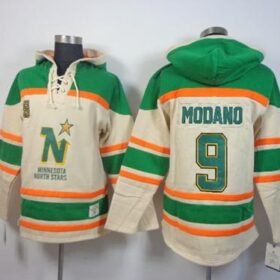 Stars #9 Mike Modano Cream Sawyer Hooded Sweatshirt Stitched NHL Jersey - DLS155