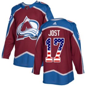 Adidas Avalanche #17 Tyson Jost Burgundy Home Authentic USA Flag Stitched NHL Jersey - AVS256
