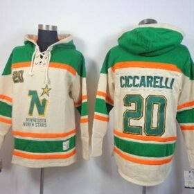 Stars #20 Dino Ciccarelli Cream Sawyer Hooded Sweatshirt Stitched NHL Jersey - DLS141