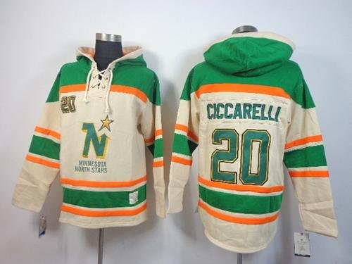 Stars #20 Dino Ciccarelli Cream Sawyer Hooded Sweatshirt Stitched NHL Jersey - DLS141