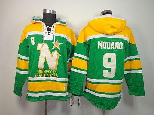 Stars #9 Mike Modano Green Sawyer Hooded Sweatshirt Stitched NHL Jersey - DLS146