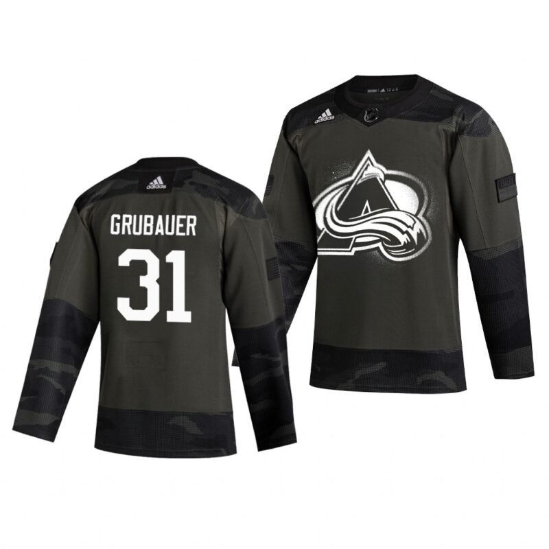 Colorado Avalanche #31 Philipp Grubauer Adidas 2019 Veterans Day Authentic Practice NHL Jersey Camo - AVS288