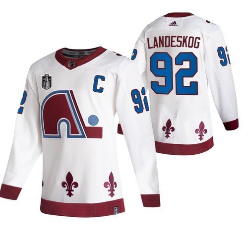 White Colorado Avalanche #92 Gabriel Landeskog 2022 Stanley Cup Final Patch Reverse Retro Stitched Jersey - AVS155