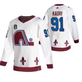 White Colorado Avalanche #91 Nazem Kadri 2022 Stanley Cup Final Patch Reverse Retro Stitched Jersey - AVS330