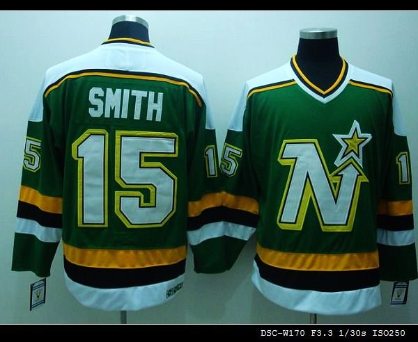 Stars #15 Bobby Smith Stitched Green CCM Throwback NHL Jersey - DLS114