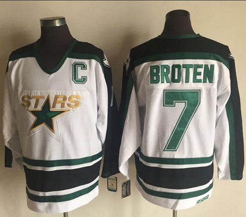 Stars #7 Neal Broten White CCM Throwback Stitched NHL Jersey - DLS227