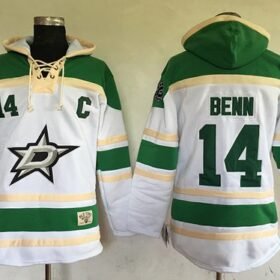 Stars #14 Jamie Benn White Sawyer Hooded Sweatshirt Stitched NHL Jersey - DLS165