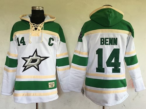 Stars #14 Jamie Benn White Sawyer Hooded Sweatshirt Stitched NHL Jersey - DLS165