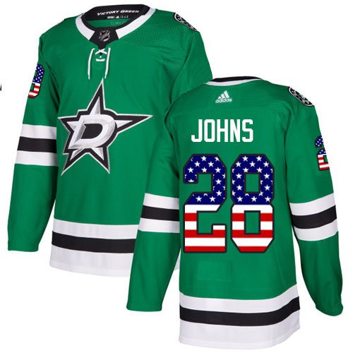 Adidas Stars #28 Stephen Johns Green Home Authentic USA Flag Stitched NHL Jersey - DLS183