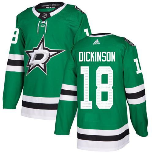Adidas Stars #18 Jason Dickinson Green Home Authentic Stitched NHL Jersey - DLS166