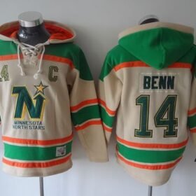 Stars #14 Jamie Benn Cream Sawyer Hooded Sweatshirt Stitched NHL Jersey - DLS82