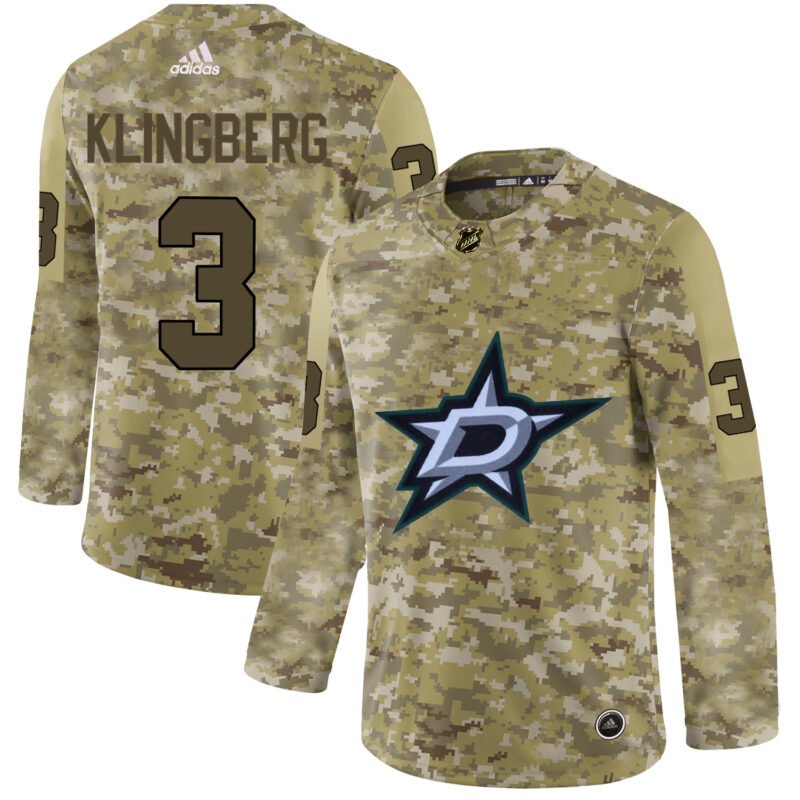 Adidas Stars #3 John Klingberg Camo Authentic Stitched NHL Jersey - DLS113