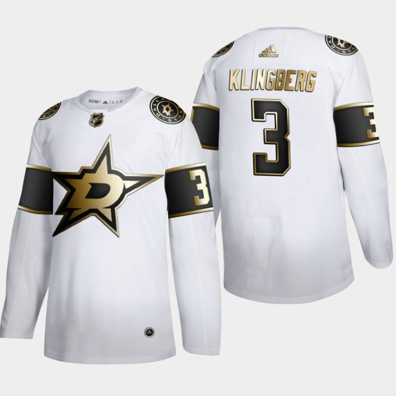Dallas Stars #3 John Klingberg Adidas White Golden Edition Limited Stitched NHL Jersey - DLS105