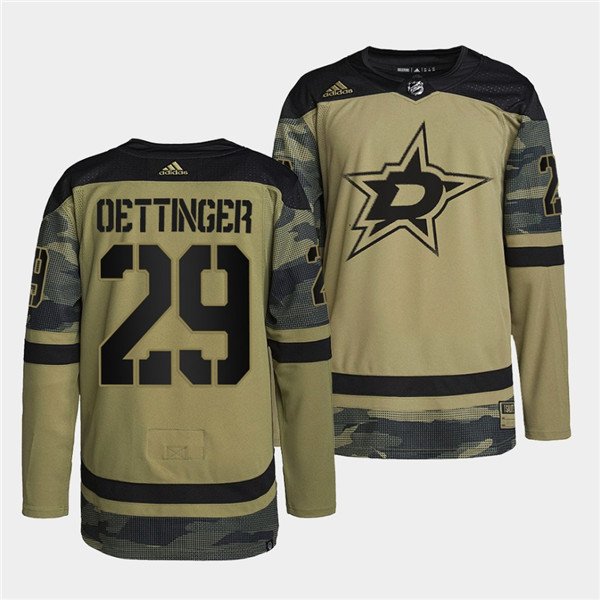 Camo Dallas Stars #29 Jake Oettinger 2022 Military Appreciation Night Stitched Jersey - DLS189