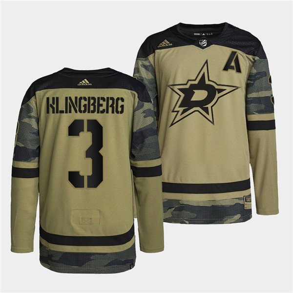 Camo Dallas Stars #3 John Klingberg 2022 Military Appreciation Night Stitched Jersey - DLS70