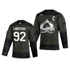 Colorado Avalanche #92 Gabriel Landeskog Adidas 2019 Veterans Day Authentic Practice NHL Jersey Camo - AVS01
