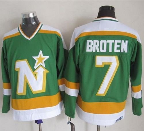Stars #7 Neal Broten Stitched Green CCM Throwback NHL Jersey - DLS221