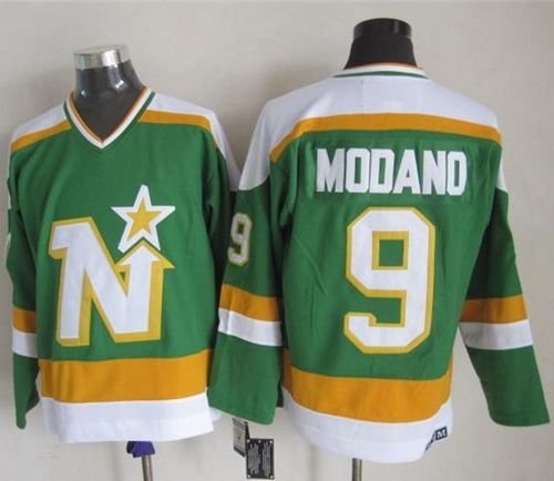 Stars #9 Mike Modano Stitched Green CCM Throwback NHL Jersey - DLS172