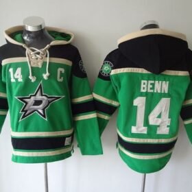 Stars #14 Jamie Benn Green Sawyer Hooded Sweatshirt Stitched NHL Jersey - DLS164