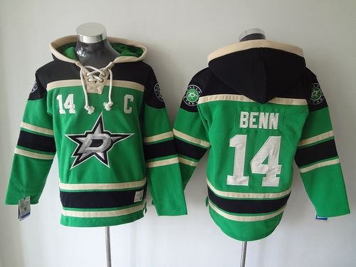 Stars #14 Jamie Benn Green Sawyer Hooded Sweatshirt Stitched NHL Jersey - DLS164