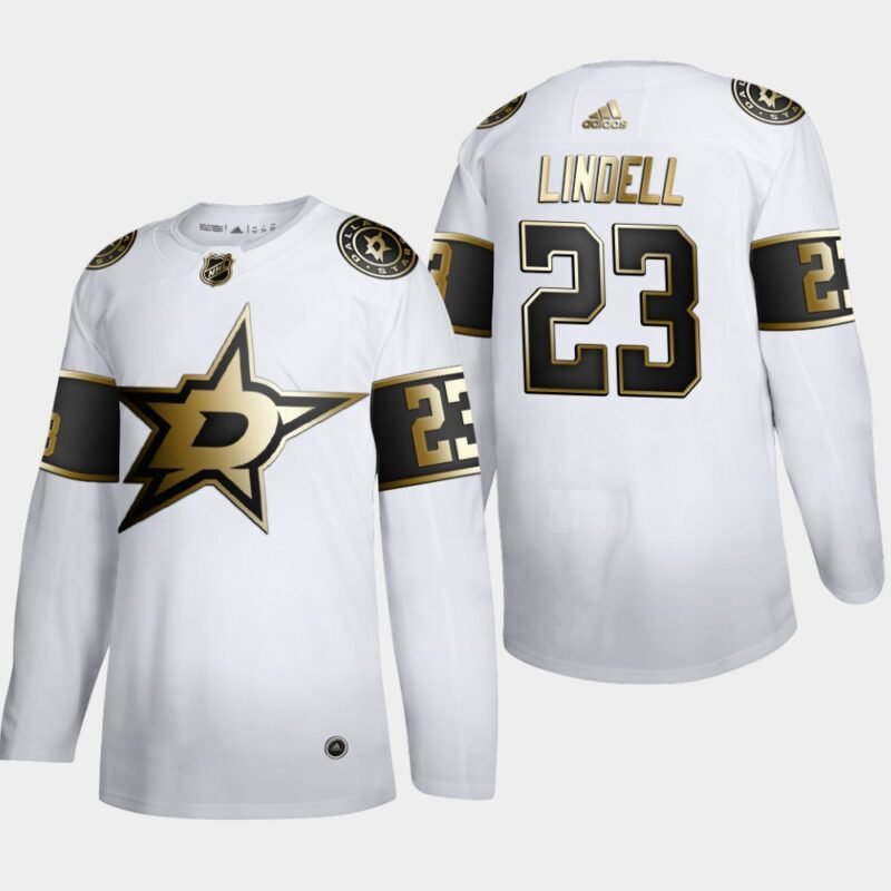 Dallas Stars #23 Esa Lindell Adidas White Golden Edition Limited Stitched NHL Jersey - DLS127