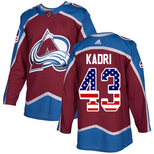 Adidas Avalanche #43 Nazem Kadri Burgundy Home Authentic USA Flag Stitched NHL Jersey - AVS324