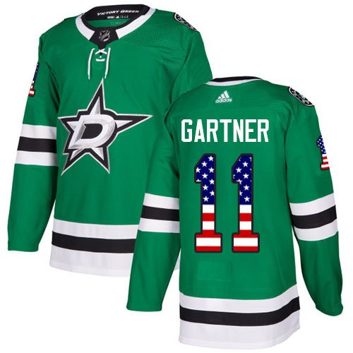Adidas Stars #11 Mike Gartner Green Home Authentic USA Flag Stitched NHL Jersey - DLS97
