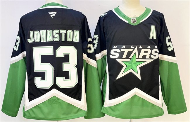 Black Dallas Stars #53 Wyatt Johnston 2025-26 With A Patch Alternate Stitched Hockey Jersey - DLS190